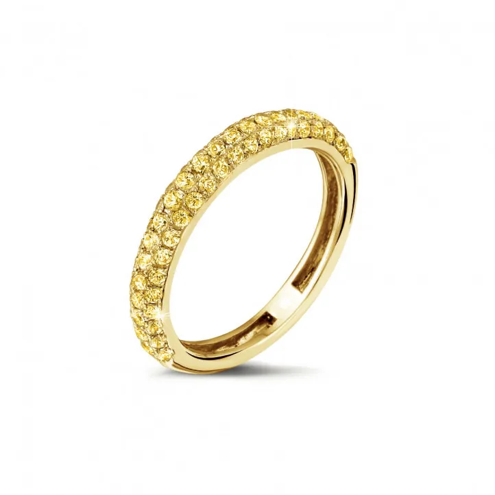 0.65 quilates alianza de diamantes amarillos (media banda) en oro amarillo 