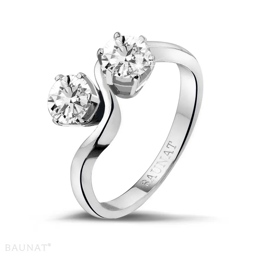 1.00 quilates anillo diamante Toi et Moi en platino 