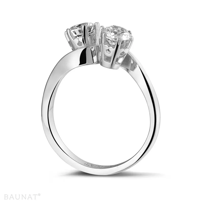 1.00 quilates anillo diamante Toi et Moi en platino 
