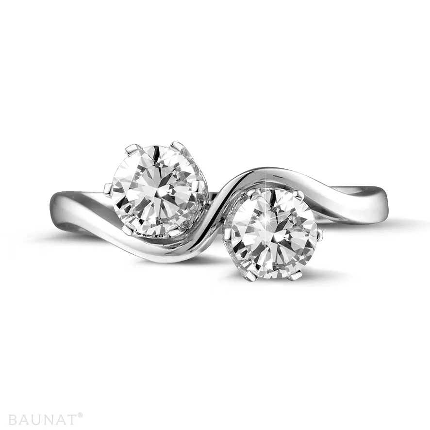 1.00 quilates anillo diamante Toi et Moi en platino 