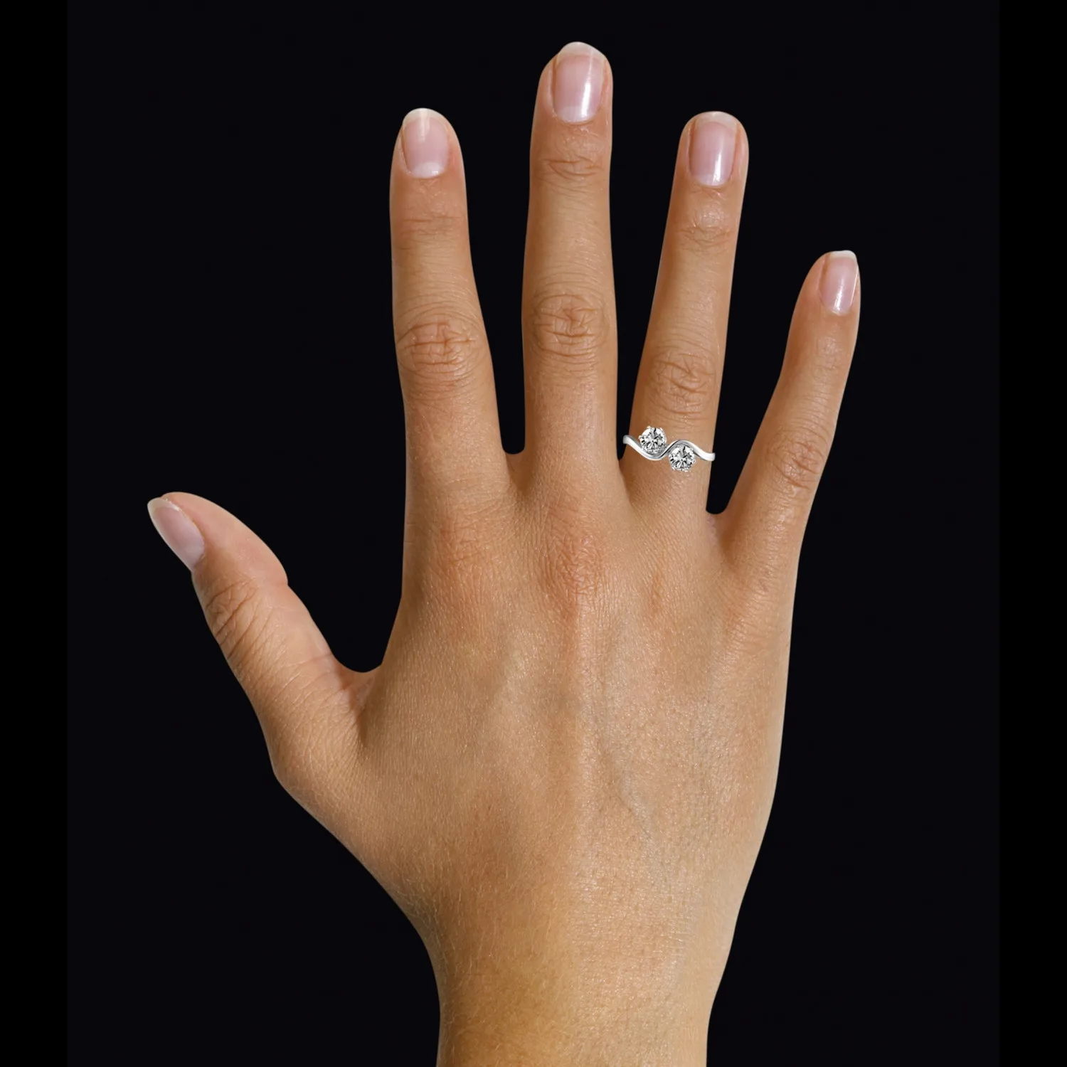 1.00 quilates anillo diamante Toi et Moi en platino 