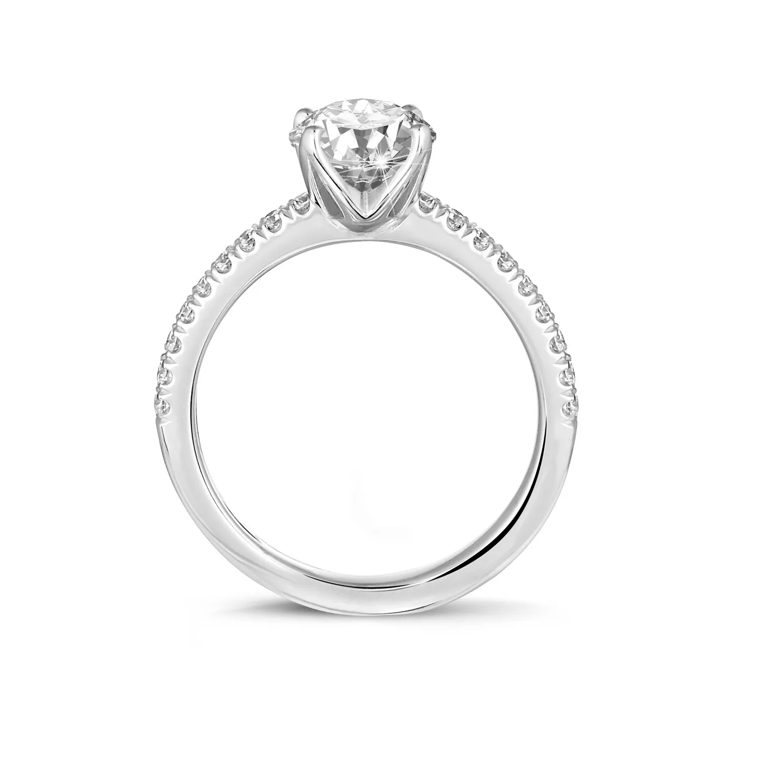 1.25 quilates anillo solitario en oro blanco con diamantes en los lados 