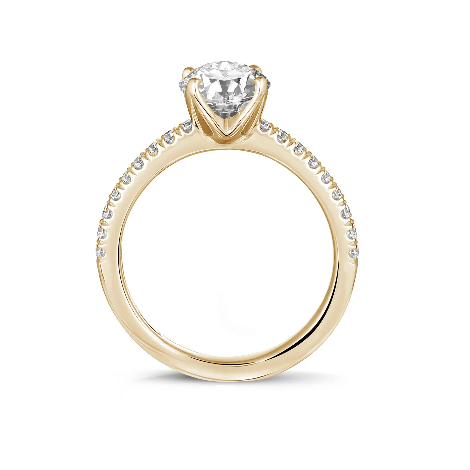 1.50 quilates anillo solitario en oro amarillo con diamantes en los lados 