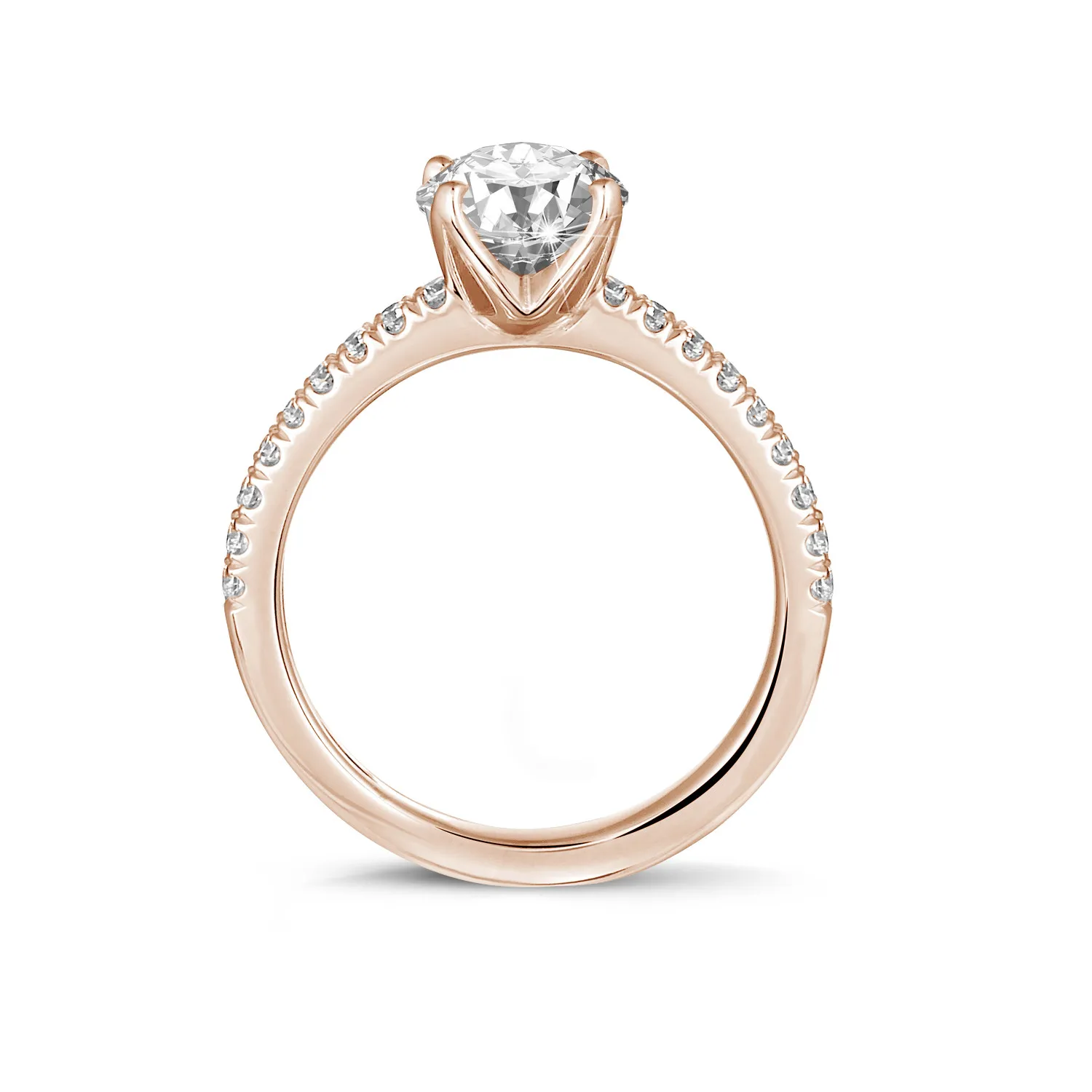 2.00 quilates anillo solitario en oro rojo con diamantes en los lados 
