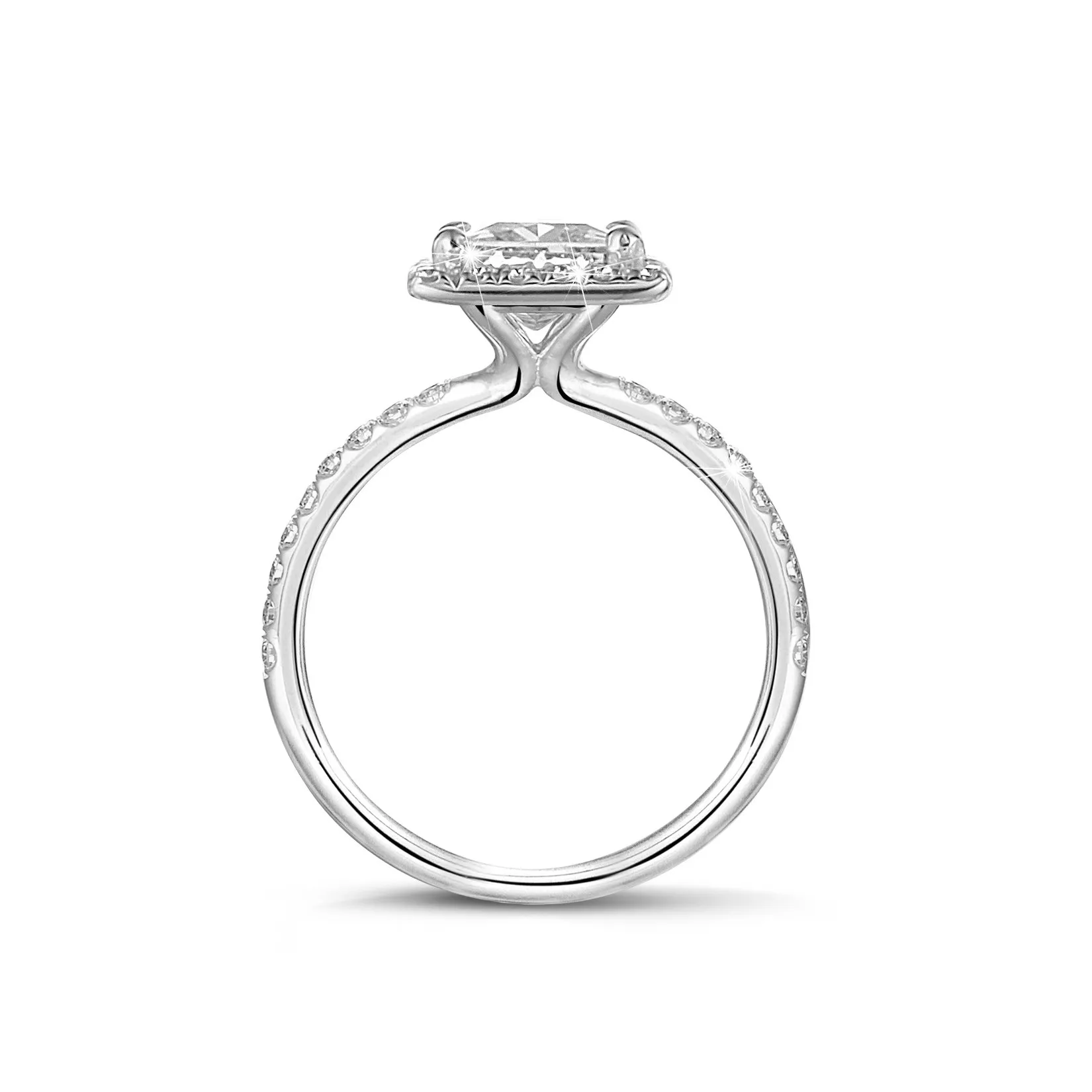 2.00 quilateshalo anillo solitario diamante princesa en oro blanco con diamantes redondos 