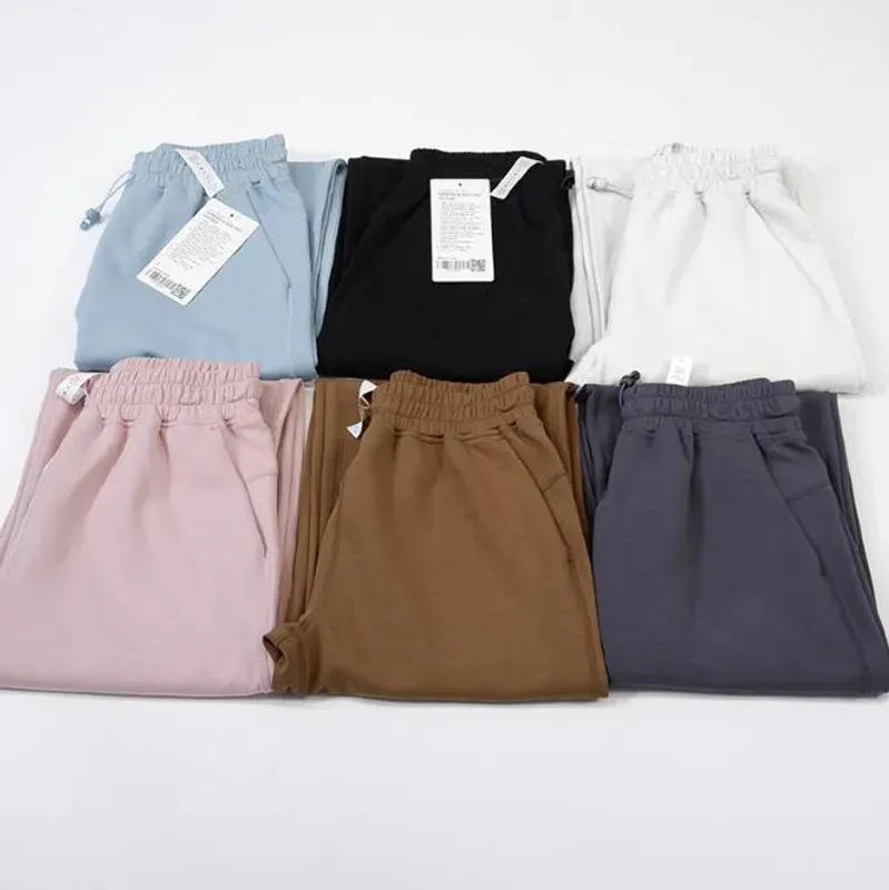 2023 LL YOGA SOFTSTREME PANTALONES SPLITHEM LONG LADIES CINTURA ALTA TELA SUAVE PANTALONES RECTOS JOGGER MUESTRA PIERNAS YOGA F
