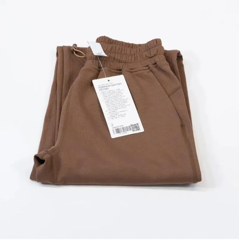 2023 LL YOGA SOFTSTREME PANTALONES SPLITHEM LONG LADIES CINTURA ALTA TELA SUAVE PANTALONES RECTOS JOGGER MUESTRA PIERNAS YOGA F
