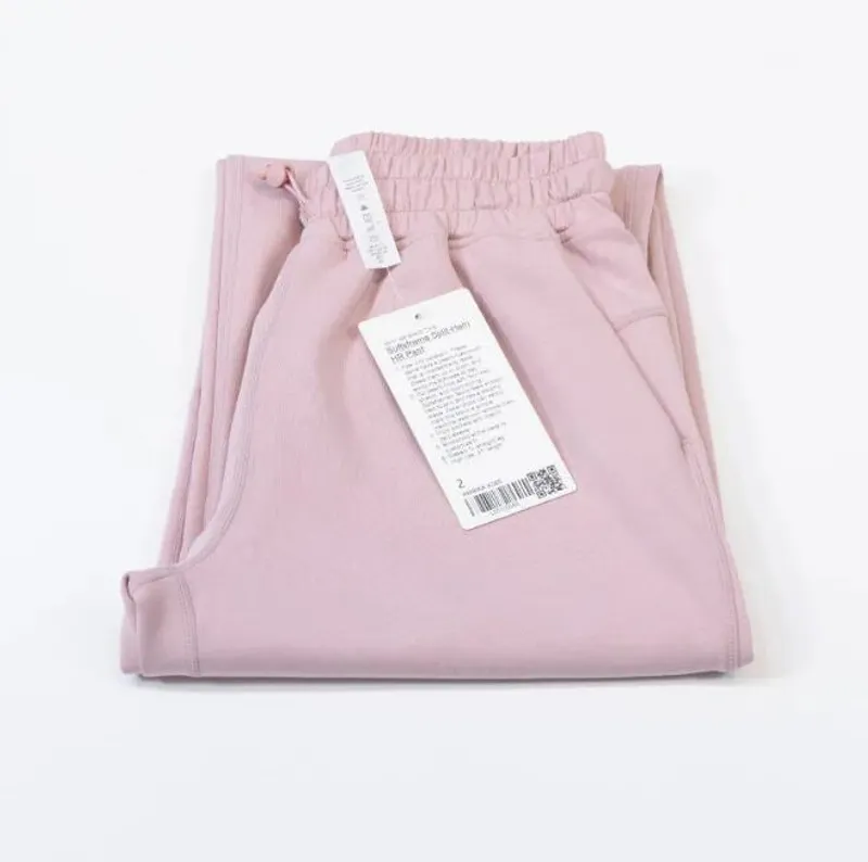 2023 LL YOGA SOFTSTREME PANTALONES SPLITHEM LONG LADIES CINTURA ALTA TELA SUAVE PANTALONES RECTOS JOGGER MUESTRA PIERNAS YOGA F
