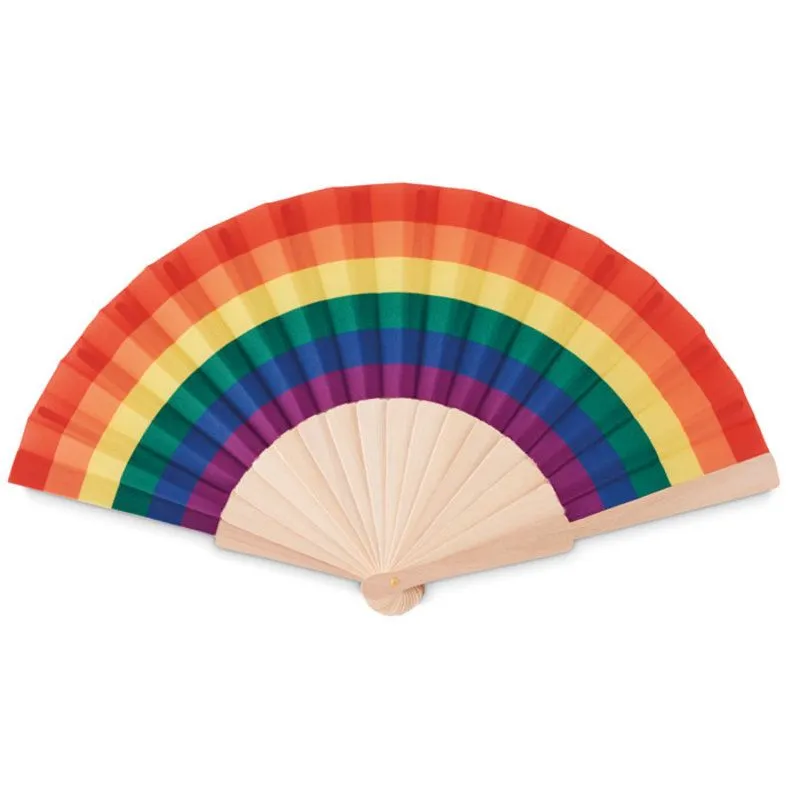 Abanico personalizable estampado de arcoiris Bowfan