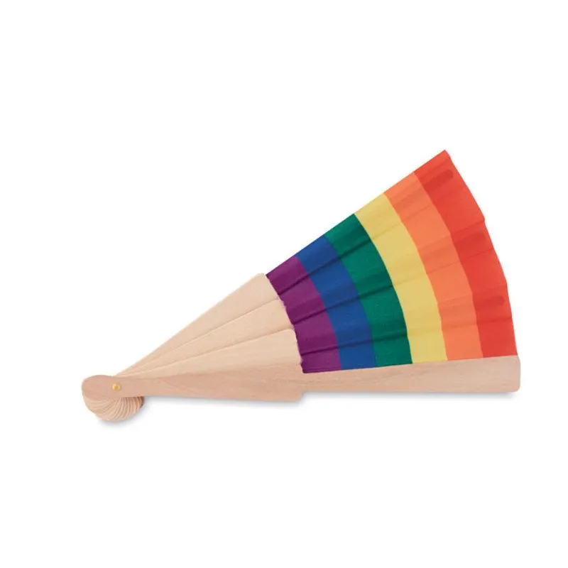 Abanico personalizable estampado de arcoiris Bowfan