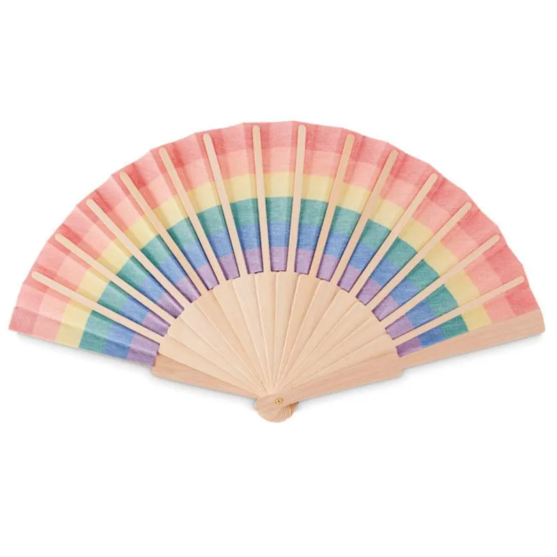 Abanico personalizable estampado de arcoiris Bowfan
