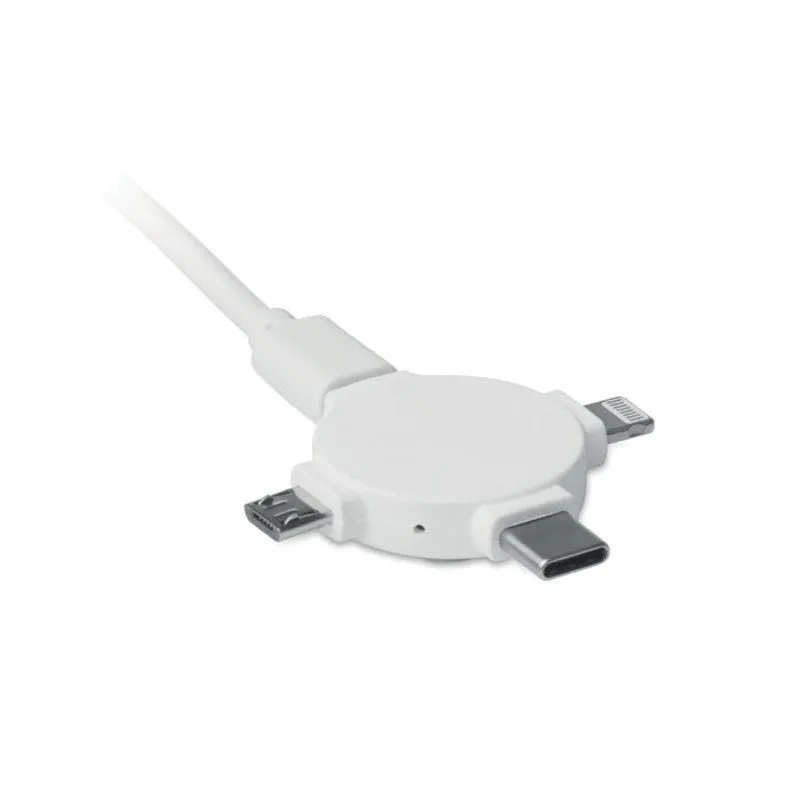 Adaptador con cable 3 en 1 personalizable con logotipo