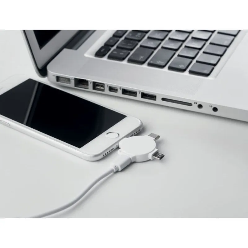 Adaptador con cable 3 en 1 personalizable con logotipo
