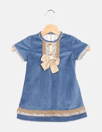 ALBER Vestido azul detalle lazo