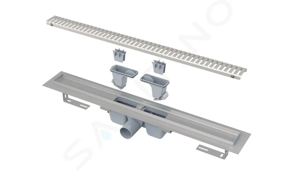 ALCADRAIN CANALETAS DE DESAGüE  PLATO DE DUCHA 65 CM, CON BORDE PARA REJILLA PERFORADA, INCL. REJILLA, ACERO INOXIDABLE APZ1SMA
