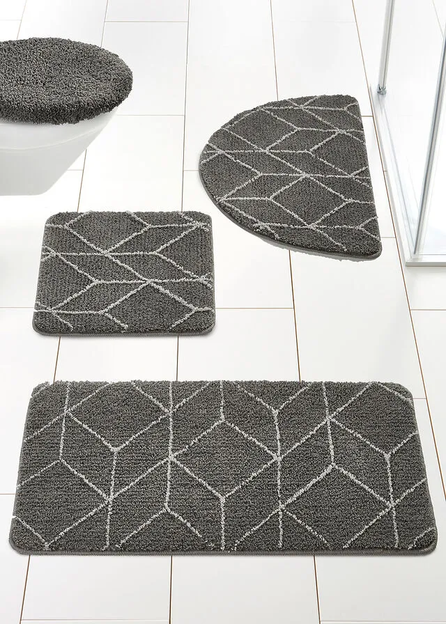 Alfombra de baño con estampado gráfico Gris