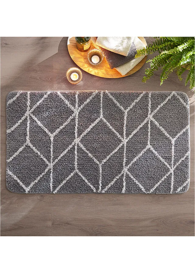 Alfombra de baño con estampado gráfico Gris