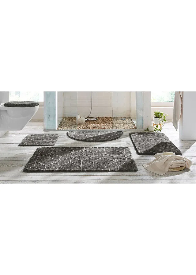 Alfombra de baño con estampado gráfico Gris