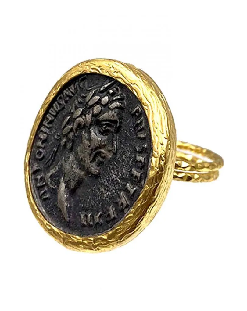 ANILLOS MUJER DE MONEDAS MEDIDA AJUSTABLE CON BAÑO DE ORO