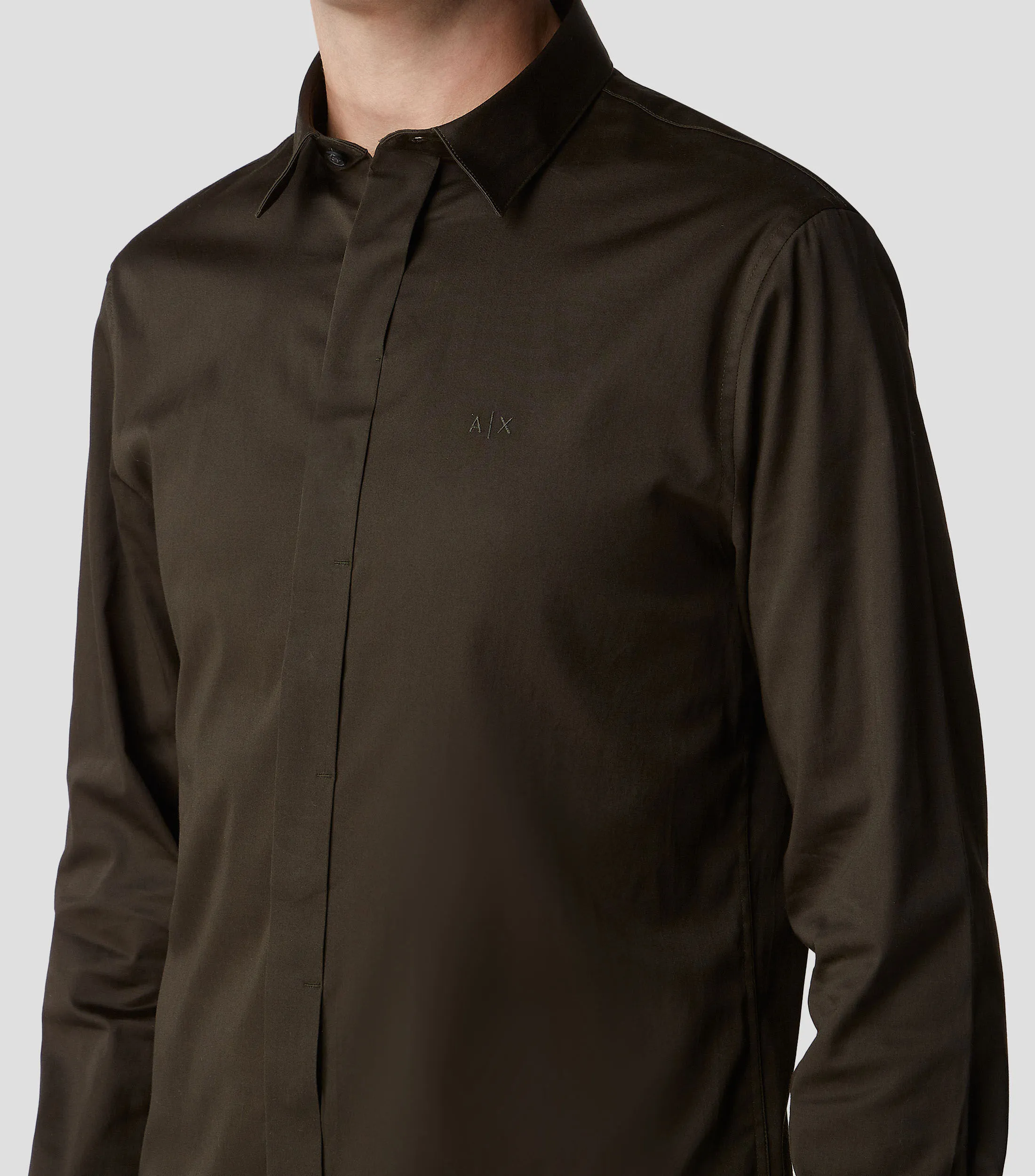 Armani Exchange Camisa lisa manga larga Hombre