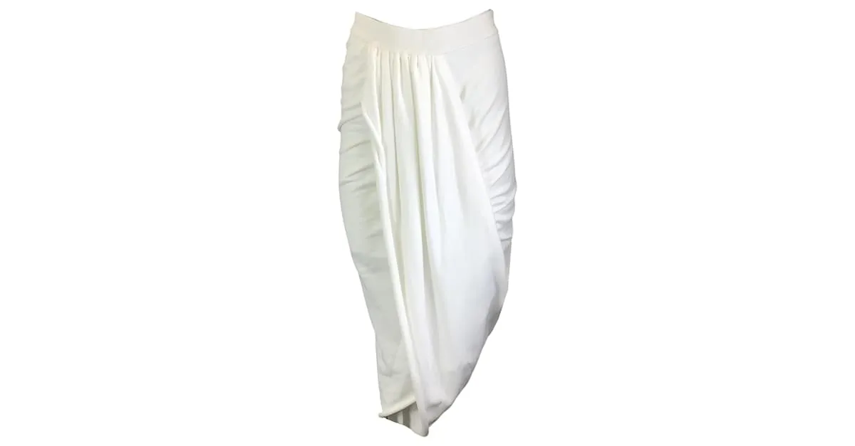 Autre Marque Dries Van Noten Falda midi asimétrica de punto drapeado blanca Habrina Blanco 