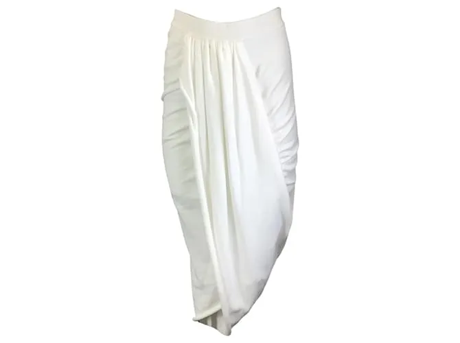 Autre Marque Dries Van Noten Falda midi asimétrica de punto drapeado blanca Habrina Blanco 
