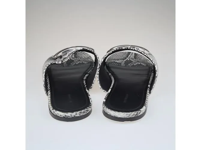 Balenciaga De color negro/Sandalias BB Slides Blancas Pitón Relieve 