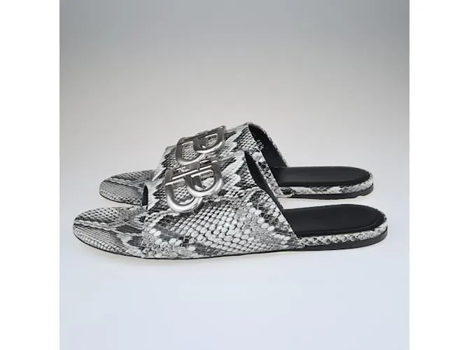 Balenciaga De color negro/Sandalias BB Slides Blancas Pitón Relieve 