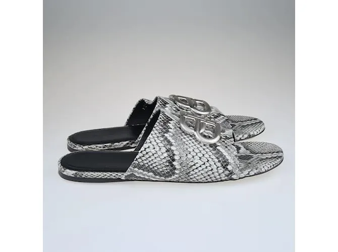 Balenciaga De color negro/Sandalias BB Slides Blancas Pitón Relieve 