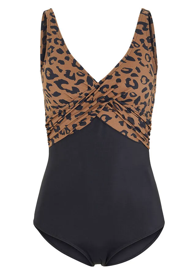 BAñADOR BEIGENEGRO CON ESTAMPADO DE LEOPARDO