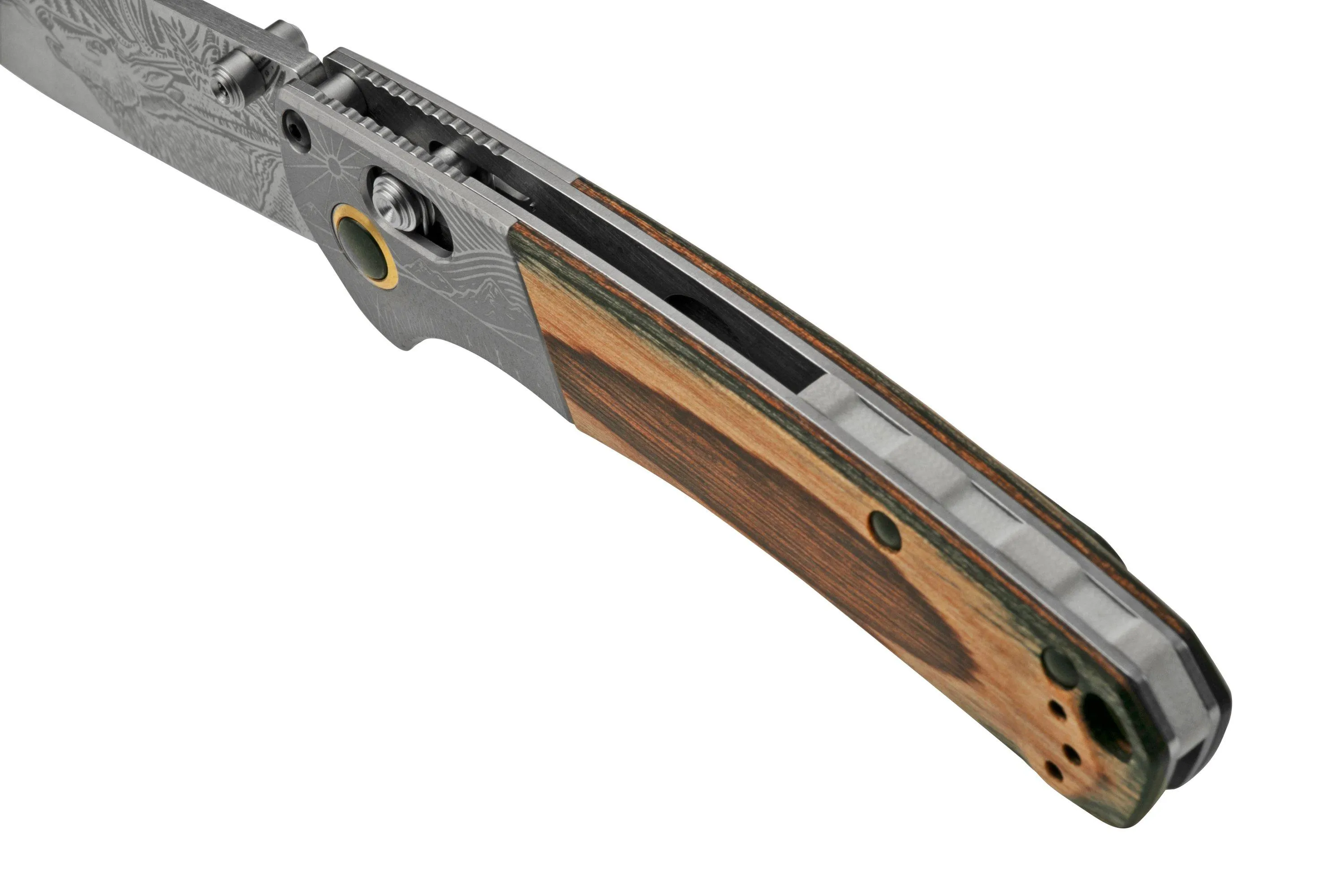 BENCHMADE MINI CROOKED RIVER BULL ELK LIMITED EDITION ARTIST SERIES 150852201, NAVAJA DE CAZA, CASEY UNDERWOOD DISEñO