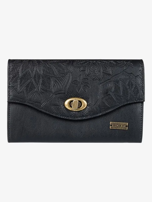 Billetera Roxy ref. ERERJAA03400 Pink Motel para mujer  Color Anthracite negra