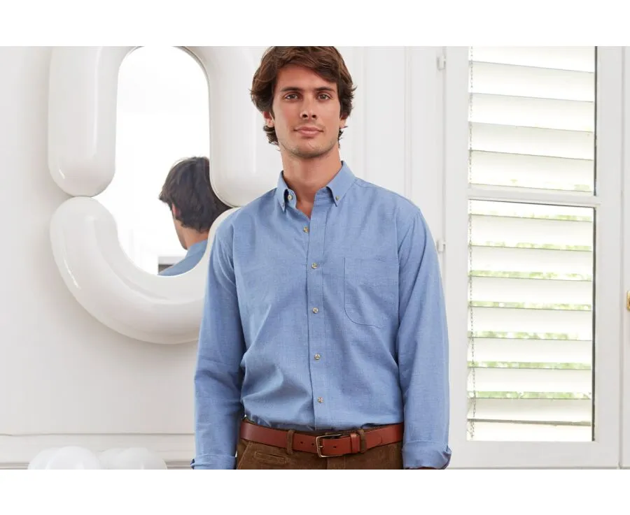 BLUE MELANGE FLANNEL SHIRT  POCKET  ALEXANDER