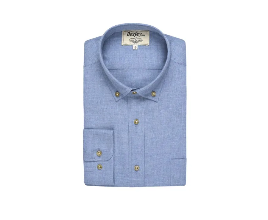 BLUE MELANGE FLANNEL SHIRT  POCKET  ALEXANDER