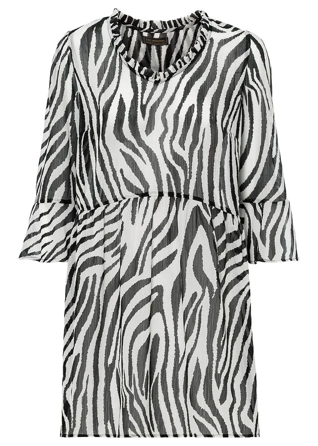 BLUSA LARGA NEGROBLANCO CON ESTAMPADO DE CEBRA