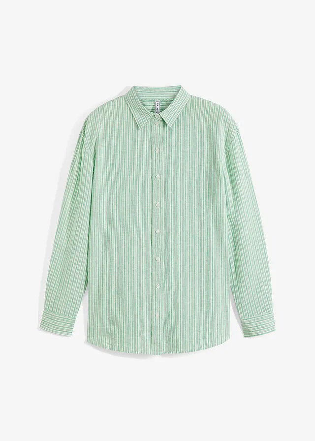 BLUSA VERDE VIBRANTEBLANCO LANA CON RAYAS