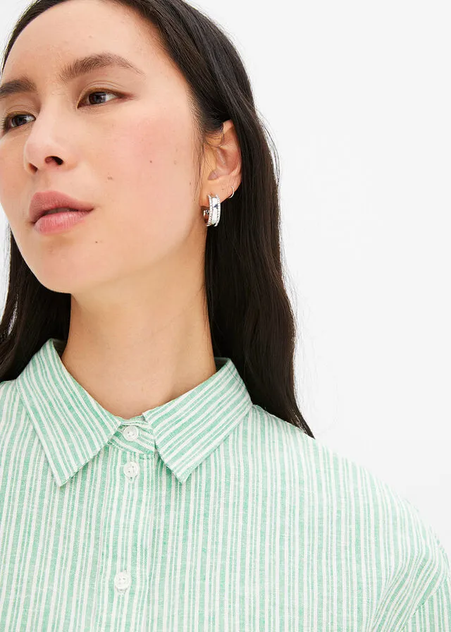 BLUSA VERDE VIBRANTEBLANCO LANA CON RAYAS