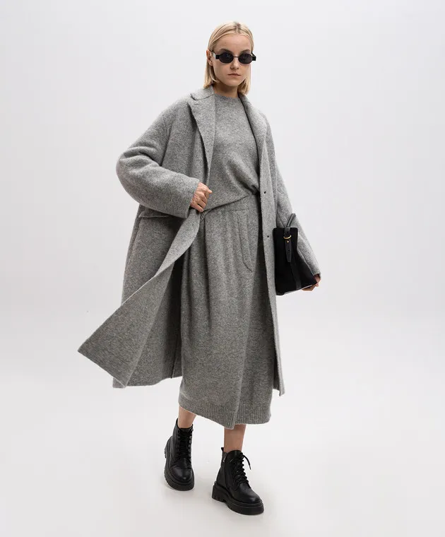 BOBOUTIC Gray melange cashmere and silk skirt