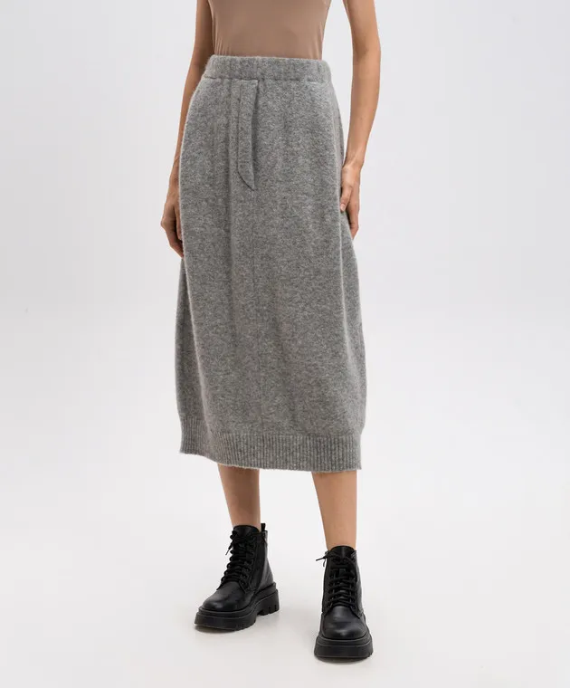 BOBOUTIC Gray melange cashmere and silk skirt