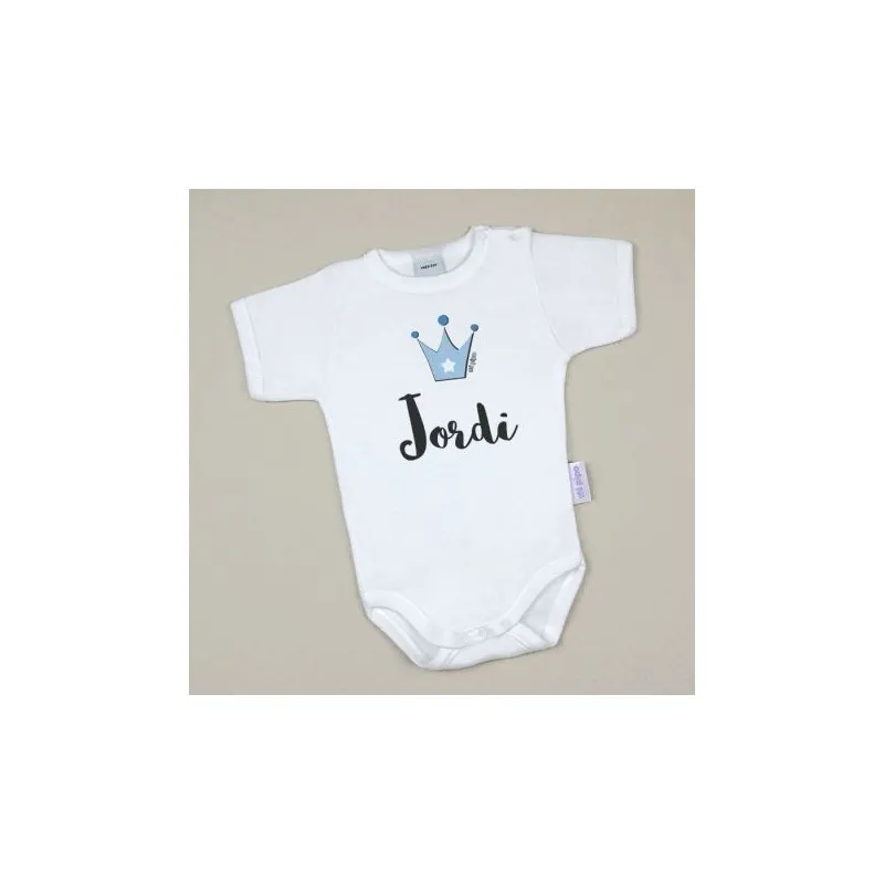 Body Bebé Personalizado con nombre estampado Corona Azul
