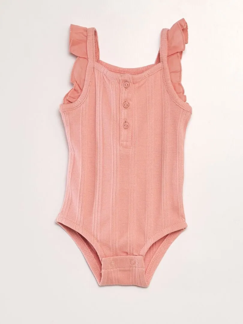 BODY SIN MANGAS DE PUNTO POINTELLE  ROSA