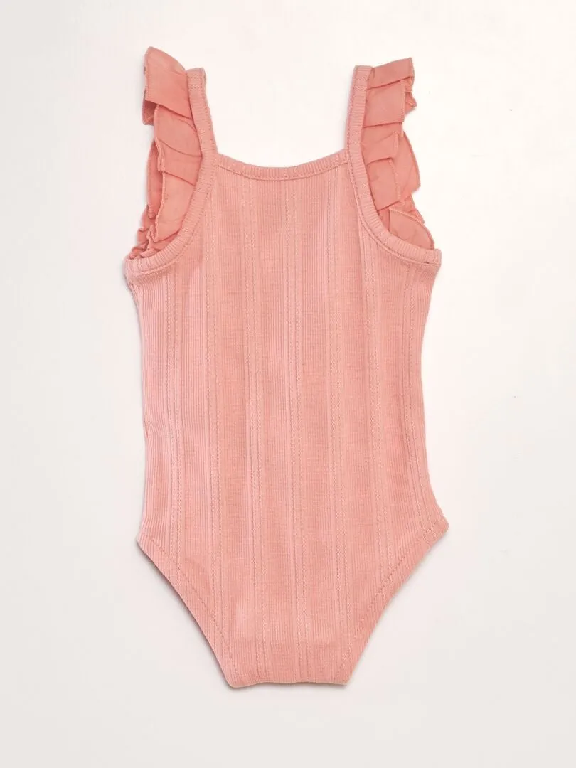 BODY SIN MANGAS DE PUNTO POINTELLE  ROSA