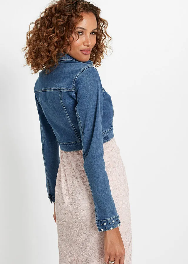 Bolero vaquero con perlas Denim
