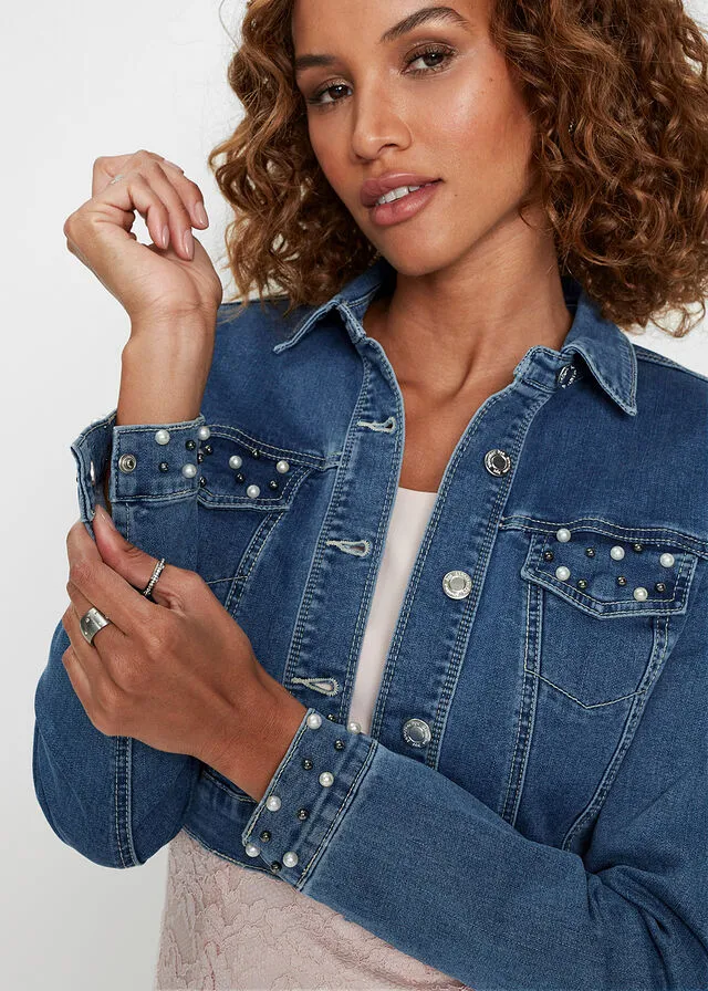Bolero vaquero con perlas Denim