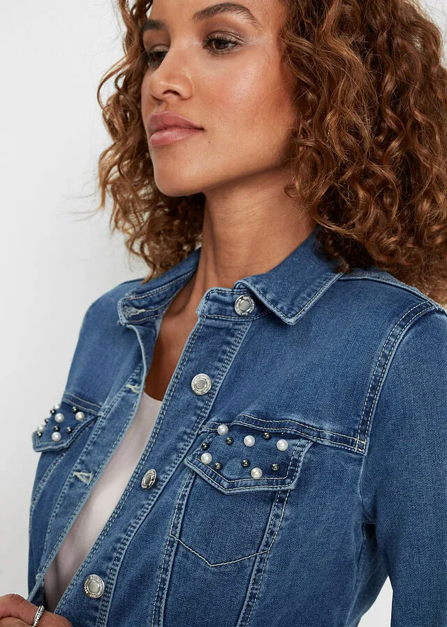 Bolero vaquero con perlas Denim