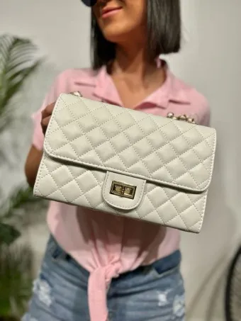 Bolso Acolchado Cadena CHARLENE Blanco
