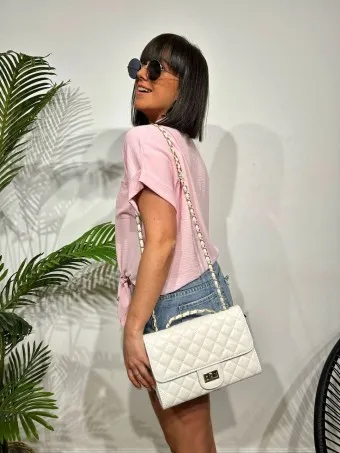 Bolso Acolchado Cadena CHARLENE Blanco