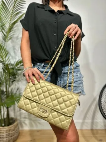 Bolso Acolchado Cadena CHARLENE Oro