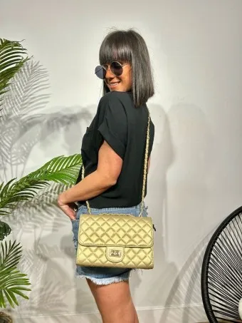 Bolso Acolchado Cadena CHARLENE Oro