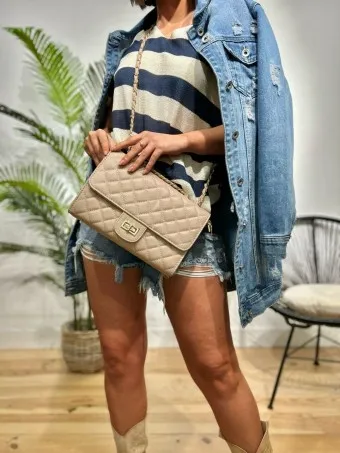 Bolso Acolchado Cadena CHARLENE Taupe
